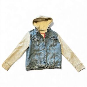 Abercrombie & Fitch Kids Denim Blue and Gray Hooded Jacket Size 15/16